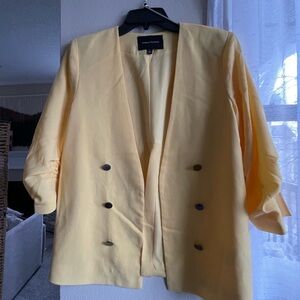 Vici - Jealous Tomato Lemon Yellow Double-Breasted Women's Blazer Size L